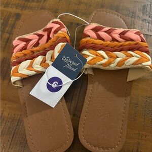 Universal Thread Women's Braided Sandals - Pink, Orange, Cream